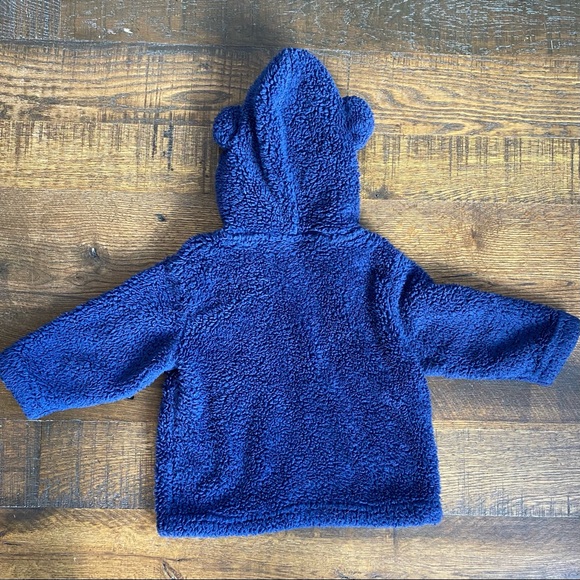 Hanna Andersson navy fleece Sherpa baby bear jacket | 18-24m - Picture 5 of 6